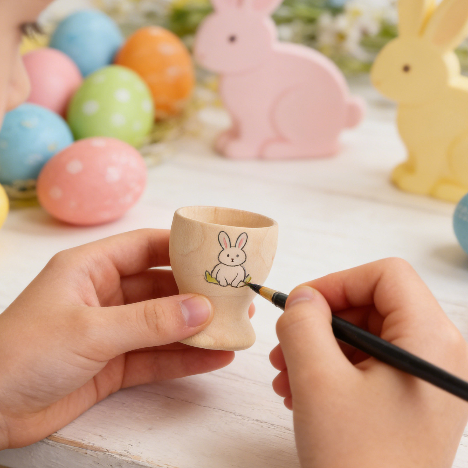 Art Craft Preschool - ที่วางไข่ไม้เปล่า 12 ชิ้น รูปทรงถ้วย สำหรับตกแต่งลายกราฟฟิตี้ งานฝีมือ