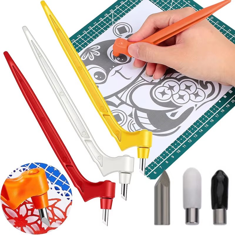 Art Craft Knife - ชุดเครื่องมือตัดกระดาษแบบหมุนได้ 360 องศา 1/2/4/6 ชิ้น มีดแกะสลักสแตนเลสสำหรับงาน