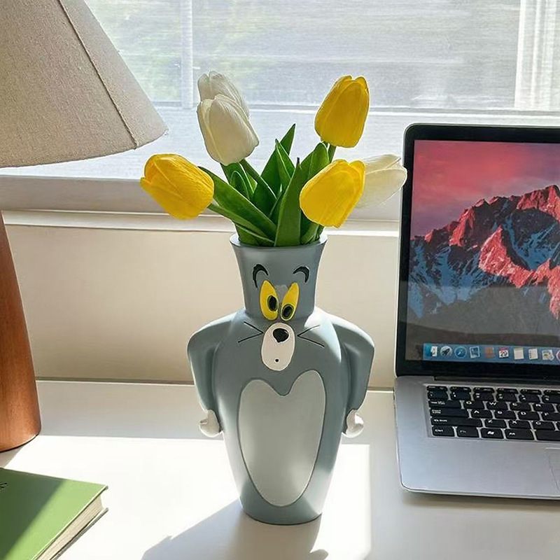 Art Craft Vase - การ์ตูนทอมและเจอร์รี่ใหม่ ของตกแต่งแจกัน ของขวัญตกแต่งห้อง แจกันจัดดอกไม้สร้างสรรค์ ที่เก็บของ